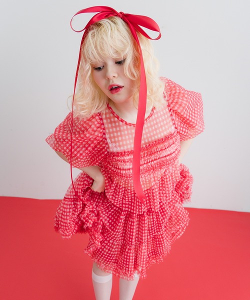 monepine（モネピネ）の「gingham check volume panier/ギンガム