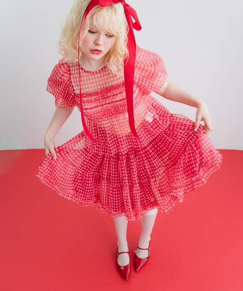 monepine（モネピネ）の「gingham check volume panier/ギンガム