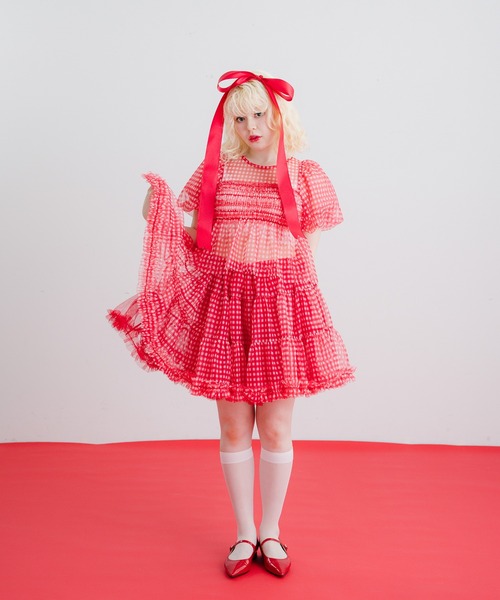 monepine（モネピネ）の「gingham check volume panier/ギンガム