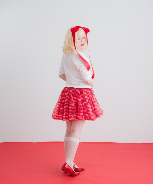 gingham check volume panier/ギンガムチェックボリュームパニエ