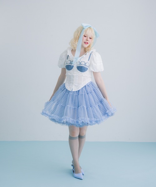 gingham check volume panier/ギンガムチェックボリュームパニエ