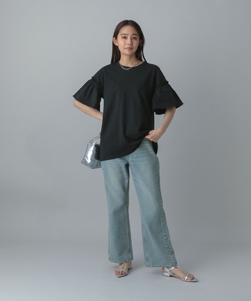 GLOBAL WORK(グローバルワーク)の「MATINEE LINE/冷感フリルスリーブ半袖/496991(Tシャツ/カットソー・レディース・オフホワイト/ブラック/レッド/チャコール・REGULAR/LONG)」の11枚目の写真