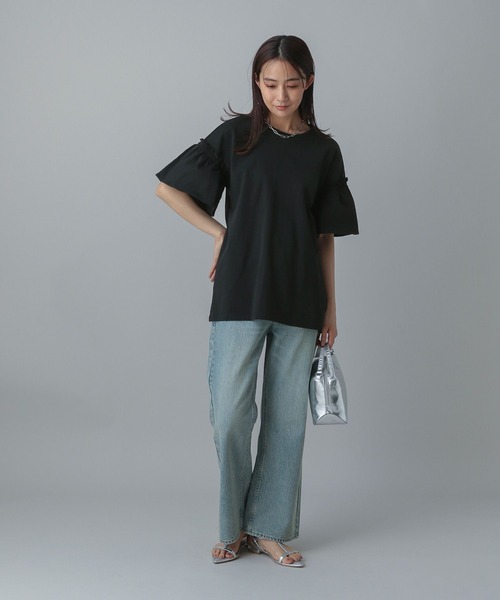 GLOBAL WORK(グローバルワーク)の「MATINEE LINE/冷感フリルスリーブ半袖/496991(Tシャツ/カットソー・レディース・オフホワイト/ブラック/レッド/チャコール・REGULAR/LONG)」の13枚目の写真