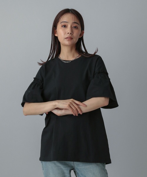 GLOBAL WORK(グローバルワーク)の「MATINEE LINE/冷感フリルスリーブ半袖/496991(Tシャツ/カットソー・レディース・オフホワイト/ブラック/レッド/チャコール・REGULAR/LONG)」の14枚目の写真