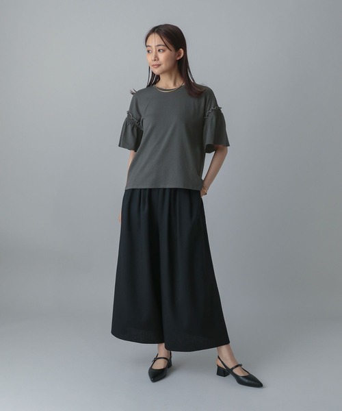GLOBAL WORK(グローバルワーク)の「MATINEE LINE/冷感フリルスリーブ半袖/496991(Tシャツ/カットソー・レディース・オフホワイト/ブラック/レッド/チャコール・REGULAR/LONG)」の16枚目の写真