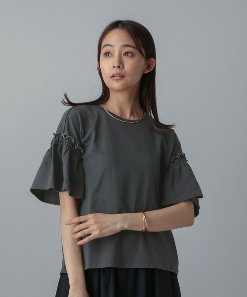 GLOBAL WORK(グローバルワーク)の「MATINEE LINE/冷感フリルスリーブ半袖/496991(Tシャツ/カットソー・レディース・オフホワイト/ブラック/レッド/チャコール・REGULAR/LONG)」の19枚目の写真