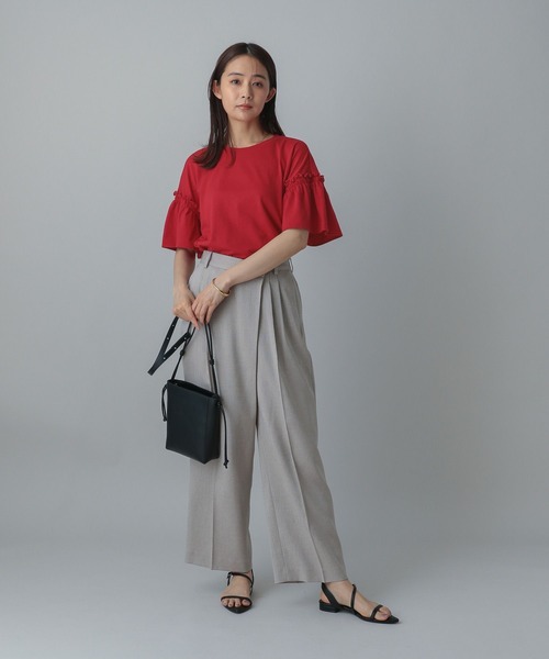 GLOBAL WORK(グローバルワーク)の「MATINEE LINE/冷感フリルスリーブ半袖/496991(Tシャツ/カットソー・レディース・オフホワイト/ブラック/レッド/チャコール・REGULAR/LONG)」の22枚目の写真