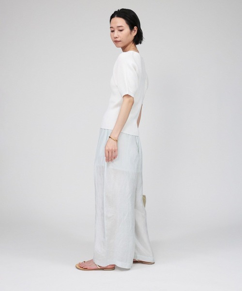 未使用❗️pelleq tucked trousers 20ss レモン　リネン ◇シェルタリングドライオックスセミワイドパンツ
