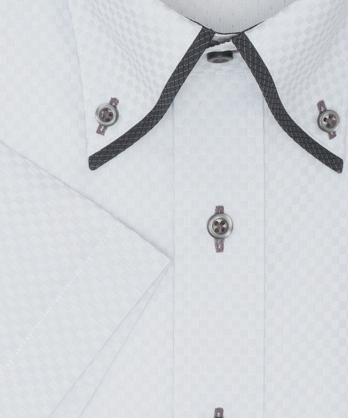TOKYO SHIRTS（トウキョウシャツ）の「【Layered Cool】 形態安定ノーアイロン ボタンダウン 半袖ビジネスワイシャツ（ビジネスシャツ・メンズ・グレー・首回り39cm/首回り41cm/首回り42cm/首回り43cm/首回り37cm）」の3枚目の写真