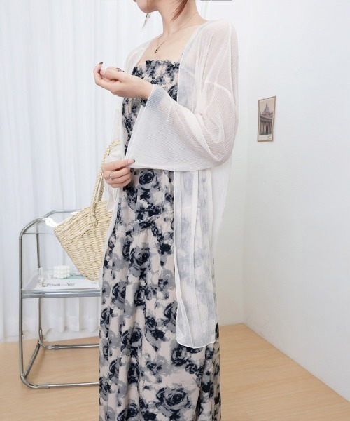 Miniministore(ミニミニストア)の「シアーロングカーディガン フレア袖羽織り(カーディガン/ボレロ・レディース・ホワイト/ベージュ・FREE)」の10枚目の写真