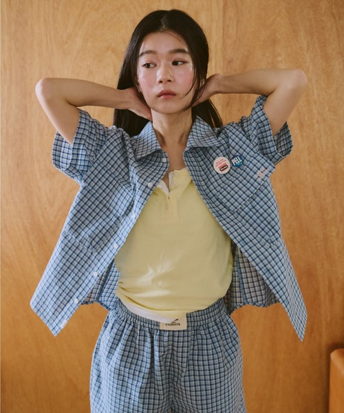 common gull products.（コモンガルプロダクツ）の「鮮やかなまま残る記憶のシャツ（シャツ/ブラウス・レディース・イエロー系/ライトブルー・SMALL/MEDIUM/LARGE）」の7枚目の写真