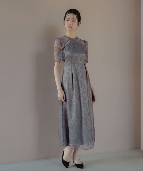 kaene(カエン)の「マオカラーレースドレス【結婚式 二次会 同窓会 謝恩会 お呼ばれドレス】(ドレス・レディース・ブラック/イエロー/グレー・M/XS/S)」の15枚目の写真