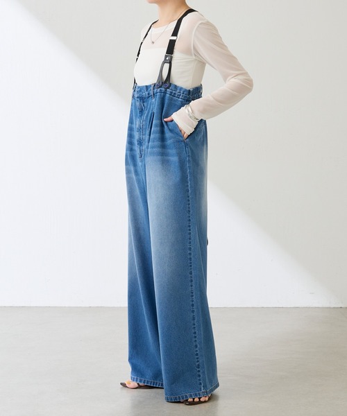COLLAGE GALLARDAGALANTE(コラージュガリャルダガランテ)の「Q.anos/サスペンダーパンツ(サロペット/オーバーオール・レディース・カーキ/ブルー・FREE)」の16枚目の写真