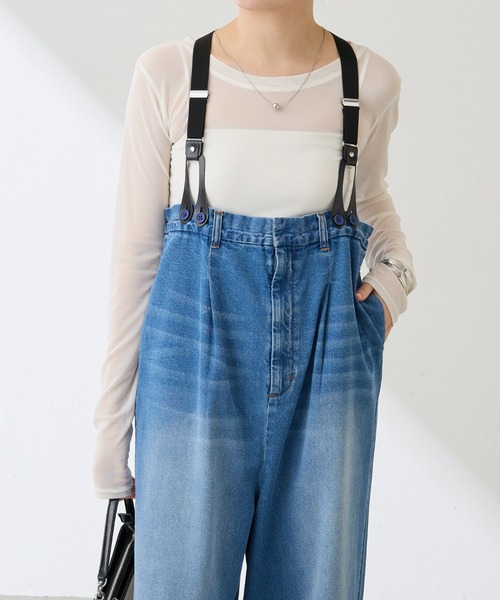 COLLAGE GALLARDAGALANTE(コラージュガリャルダガランテ)の「Q.anos/サスペンダーパンツ(サロペット/オーバーオール・レディース・カーキ/ブルー・FREE)」の12枚目の写真