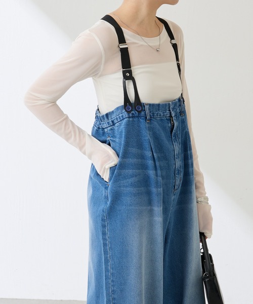 COLLAGE GALLARDAGALANTE(コラージュガリャルダガランテ)の「Q.anos/サスペンダーパンツ(サロペット/オーバーオール・レディース・カーキ/ブルー・FREE)」の15枚目の写真