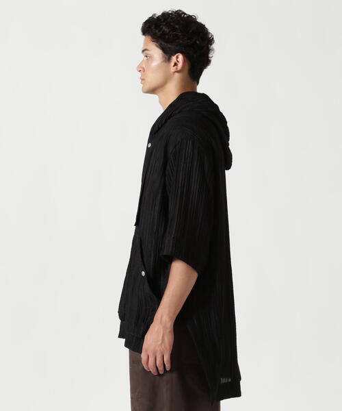 ROYAL FLASH（ロイヤルフラッシュ）の「A.F ARTEFACT/エーエフ・アーティファクト/SHEER YO-RYU HOODIE SHIRT（シャツ/ブラウス・メンズ・ブラック・2/3）」の2枚目の写真