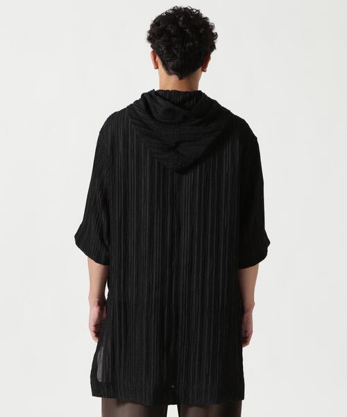 ROYAL FLASH（ロイヤルフラッシュ）の「A.F ARTEFACT/エーエフ・アーティファクト/SHEER YO-RYU HOODIE SHIRT（シャツ/ブラウス・メンズ・ブラック・2/3）」の3枚目の写真