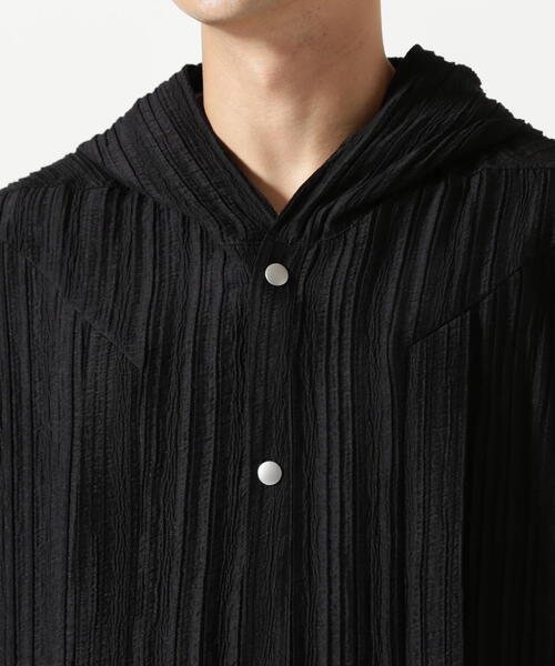 ROYAL FLASH（ロイヤルフラッシュ）の「A.F ARTEFACT/エーエフ・アーティファクト/SHEER YO-RYU HOODIE SHIRT（シャツ/ブラウス・メンズ・ブラック・2/3）」の4枚目の写真