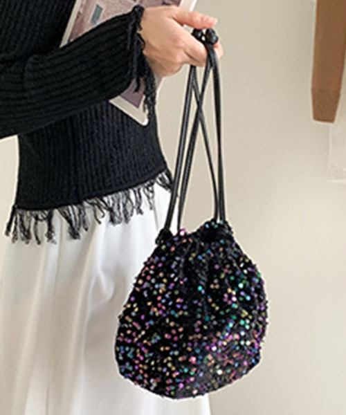 DRESS PLUS(ドレスプラス)の「キラキラ輝くスパンコール巾着バッグ(ハンドバッグ・レディース・ブラック/グレー/ブルー・フリー)」の20枚目の写真