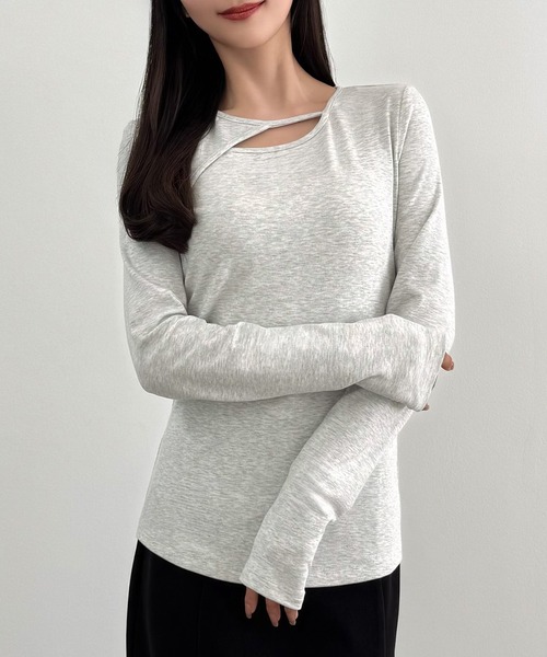 CENEA(セネア)の「薄手カットアウトデザインカットソー(Tシャツ/カットソー・レディース・チャコール/ブラック/杢グレー・SMALL/MEDIUM/LARGE)」の10枚目の写真