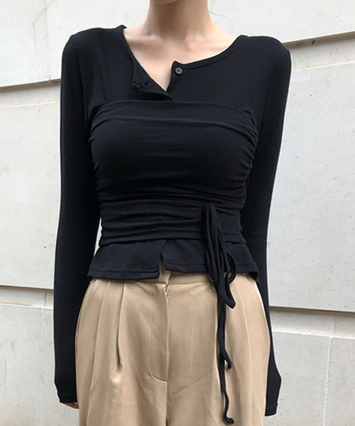 Girly Doll(ガーリードール)の「カーディガンとチューブトップビスチェ 2枚セット(Tシャツ/カットソー・レディース・ブラック/アイボリー/レッド/モカ・F)」の22枚目の写真