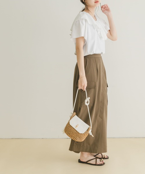 ITEMS URBANRESEARCH(アイテムズ アーバンリサーチ)の「フリルTシャツ(Tシャツ/カットソー・レディース・ホワイト/ブラック・FREE)」の7枚目の写真