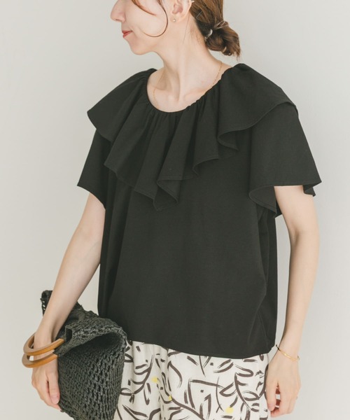 ITEMS URBANRESEARCH(アイテムズ アーバンリサーチ)の「フリルTシャツ(Tシャツ/カットソー・レディース・ホワイト/ブラック・FREE)」の9枚目の写真