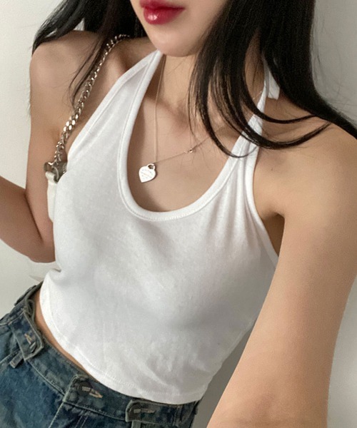 NANAHACHI(ナナハチ)の「バックリボンホルターネックタンク(Tシャツ/カットソー・レディース・ブラック/グレー/ホワイト・FREE)」の5枚目の写真
