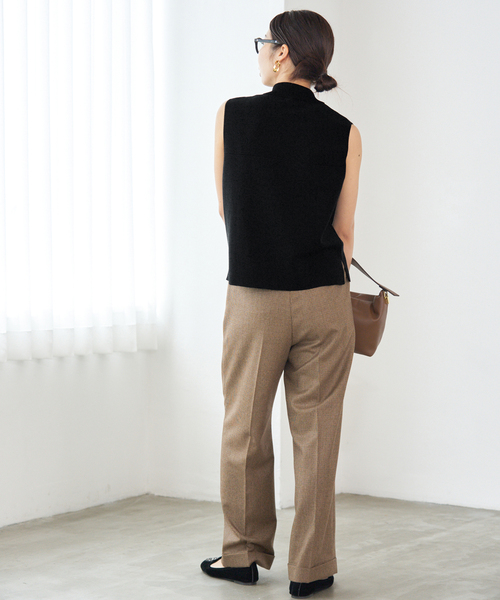 セール】ハイツイストウールシルク 襟付きノースリーブ（ニット