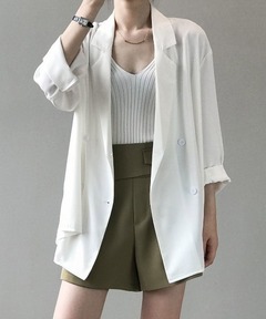 セール】Half Sleeve Jacket（ノーカラージャケット）｜anuke