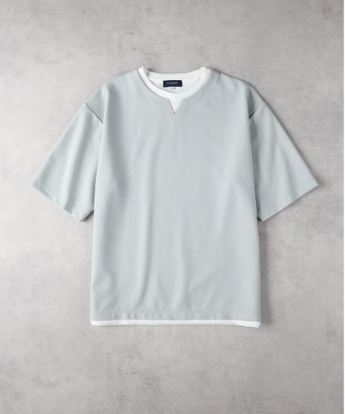 BACK NUMBER（バックナンバー）の「BACK NUMBER(バックナンバー)【メンズ】キーネック切替半袖Tシャツ（Tシャツ/カットソー・メンズ・グリーン/ライトグレー/オフホワイト・L/XL/M）」の6枚目の写真