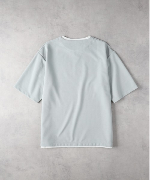 BACK NUMBER（バックナンバー）の「BACK NUMBER(バックナンバー)【メンズ】キーネック切替半袖Tシャツ（Tシャツ/カットソー・メンズ・グリーン/ライトグレー/オフホワイト・L/XL/M）」の7枚目の写真