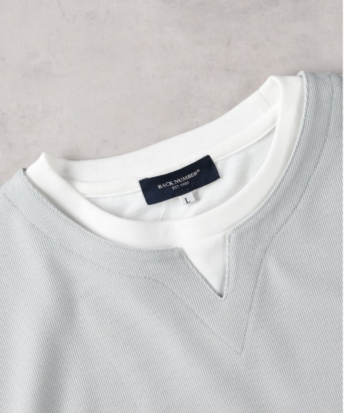 BACK NUMBER（バックナンバー）の「BACK NUMBER(バックナンバー)【メンズ】キーネック切替半袖Tシャツ（Tシャツ/カットソー・メンズ・グリーン/ライトグレー/オフホワイト・L/XL/M）」の8枚目の写真