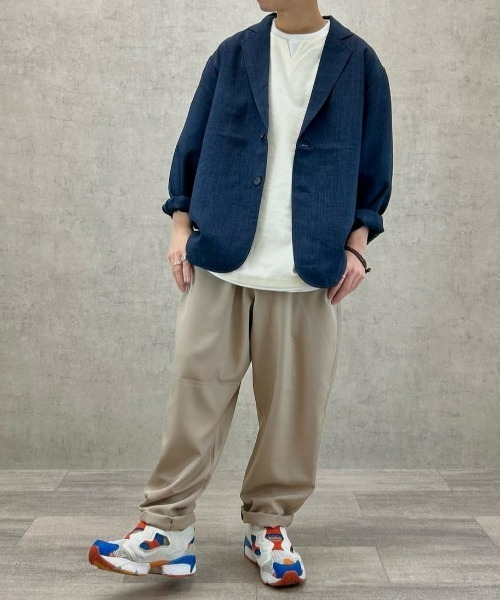 BACK NUMBER（バックナンバー）の「BACK NUMBER(バックナンバー)【メンズ】キーネック切替半袖Tシャツ（Tシャツ/カットソー・メンズ・グリーン/ライトグレー/オフホワイト・L/XL/M）」の14枚目の写真