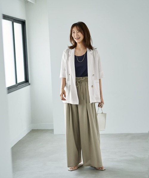 STYLE DELI（スタイルデリ）の「微光沢表面シボ感ダブルジャケットB