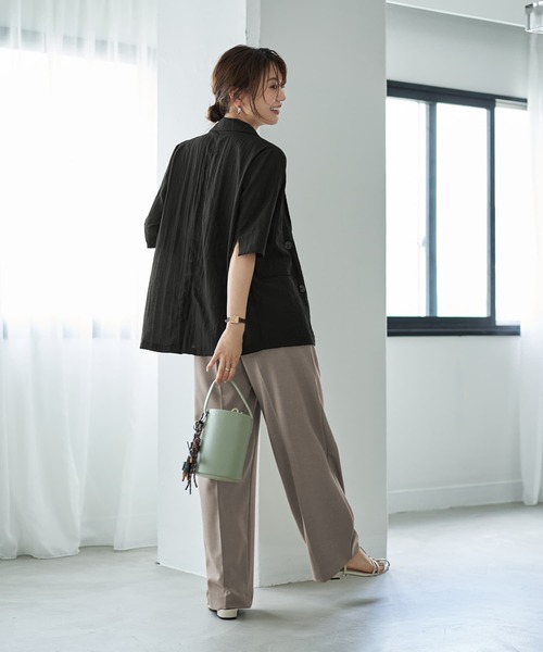 STYLE DELI（スタイルデリ）の「微光沢表面シボ感ダブルジャケットB
