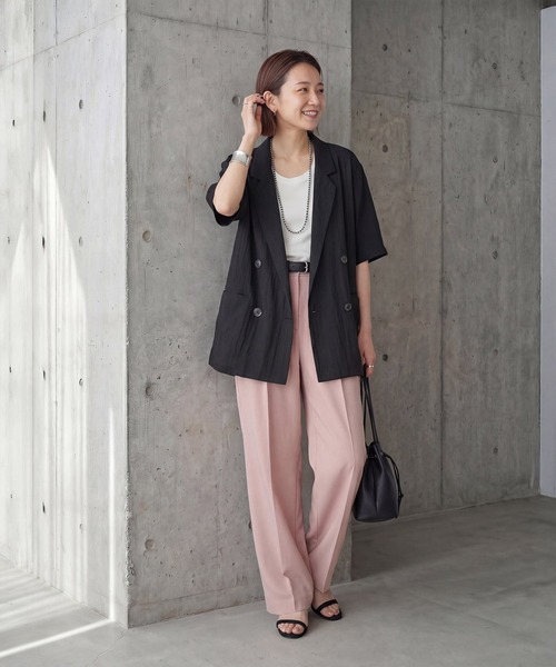 STYLE DELI(スタイルデリ)の「微光沢表面シボ感ダブルジャケットB(テーラードジャケット・レディース・ホワイト/ブラック/グレイッシュベージュ/ストーン・FREE)」の11枚目の写真
