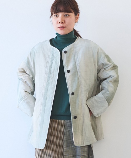 yuni(ユニ )の「△コットンナイロン evodown 流し染 ジャケット(ダウンジャケット/コート・レディース・グレー・FREE)」の11枚目の写真