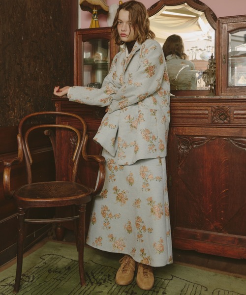 Unitage（ユニテージ）の「バラ柄ジャガードスカート（スカート・レディース・ライトブルー/ブラック・FREE）」の16枚目の写真