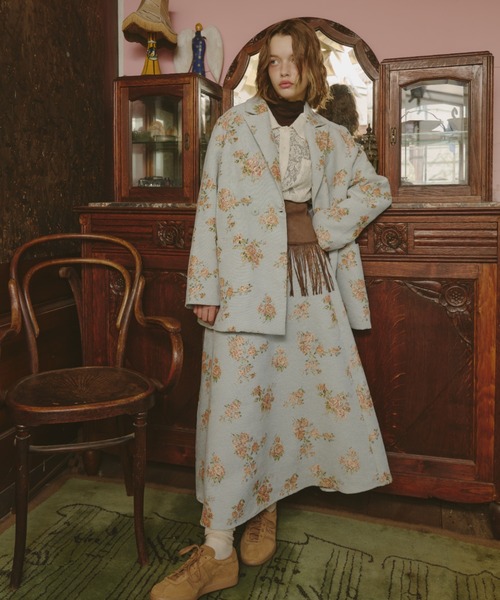 Unitage（ユニテージ）の「バラ柄ジャガードスカート（スカート・レディース・ライトブルー/ブラック・FREE）」の17枚目の写真