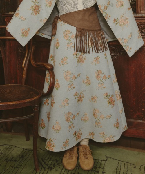 Unitage（ユニテージ）の「バラ柄ジャガードスカート（スカート・レディース・ライトブルー/ブラック・FREE）」の15枚目の写真