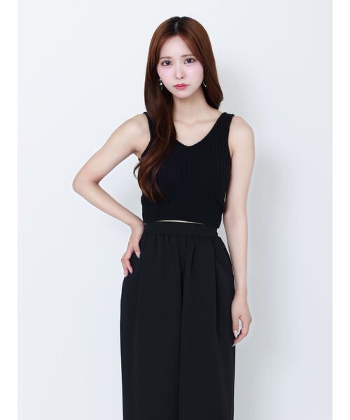 EATME（イートミー）の「カップ付きリブニットトップス（タンクトップ・レディース・オレンジ/アイボリー/ブラック・FREE）」の5枚目の写真