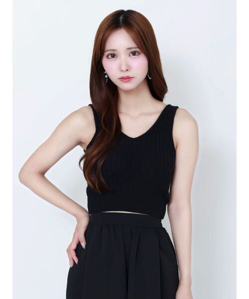 EATME（イートミー）の「カップ付きリブニットトップス（タンクトップ・レディース・オレンジ/アイボリー/ブラック・FREE）」の16枚目の写真