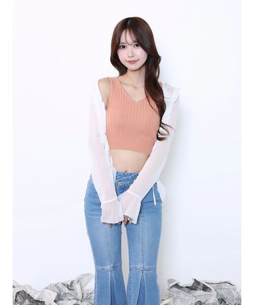 EATME（イートミー）の「カップ付きリブニットトップス（タンクトップ・レディース・オレンジ/アイボリー/ブラック・FREE）」の22枚目の写真