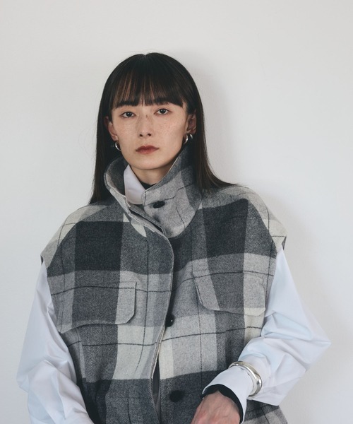 Chaos（カオス）の「Chaos(カオス)/◆佐藤佳菜子さんYouTube紹介◆スーペリヤヌスベスト（その他アウター・レディース・チェック/ダークネイビー/ホワイト系その他・FREE）」の7枚目の写真