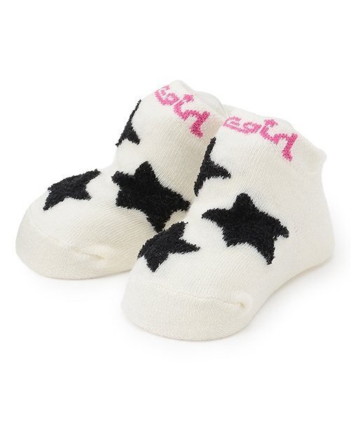 X-girl Stages（エックスガールステージス）の「スターモチーフベビーソックス（ベビーシューズ/ベビーソックス・キッズ・アイボリー/ピンク・F）」の2枚目の写真