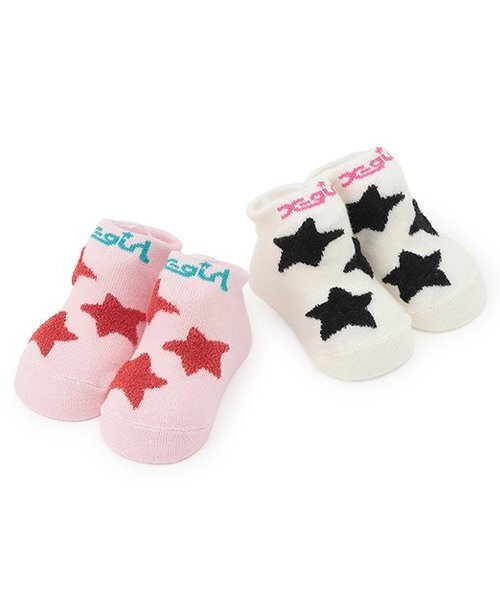 X-girl Stages（エックスガールステージス）の「スターモチーフベビーソックス（ベビーシューズ/ベビーソックス・キッズ・アイボリー/ピンク・F）」の8枚目の写真