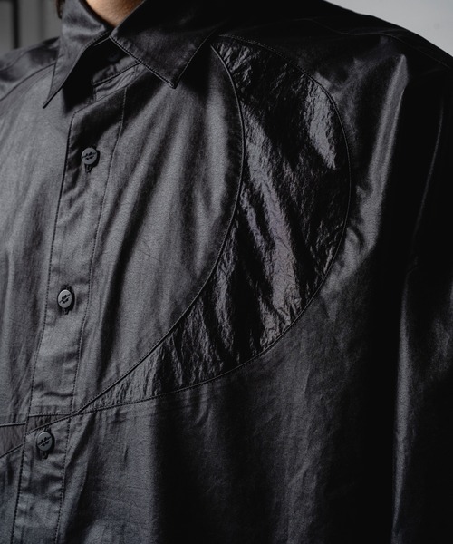yoshiokubo（ヨシオクボ）の「yoshiokubo ヨシオクボ / SLALOM L/S SHIRT スラローム異素材切り替えシャツ / YKF25206（シャツ/ブラウス・メンズ・ブラック/カーキ・2/3）」の8枚目の写真