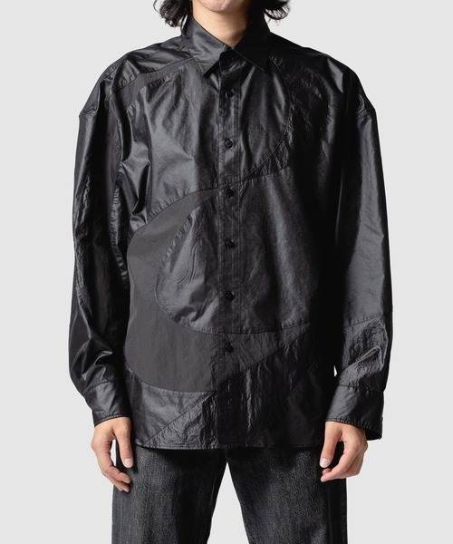 yoshiokubo（ヨシオクボ）の「yoshiokubo ヨシオクボ / SLALOM L/S SHIRT スラローム異素材切り替えシャツ / YKF25206（シャツ/ブラウス・メンズ・ブラック/カーキ・2/3）」の3枚目の写真