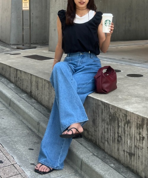 CIAOPANIC TYPY(チャオパニックティピー)の「【全骨格が美脚?!】ウエストベルトパンツ(デニムパンツ・レディース・ブラック/インディゴブルー/キャメル・MEDIUM/LARGE/X-LARGE/X-SMALL/SMALL)」の6枚目の写真